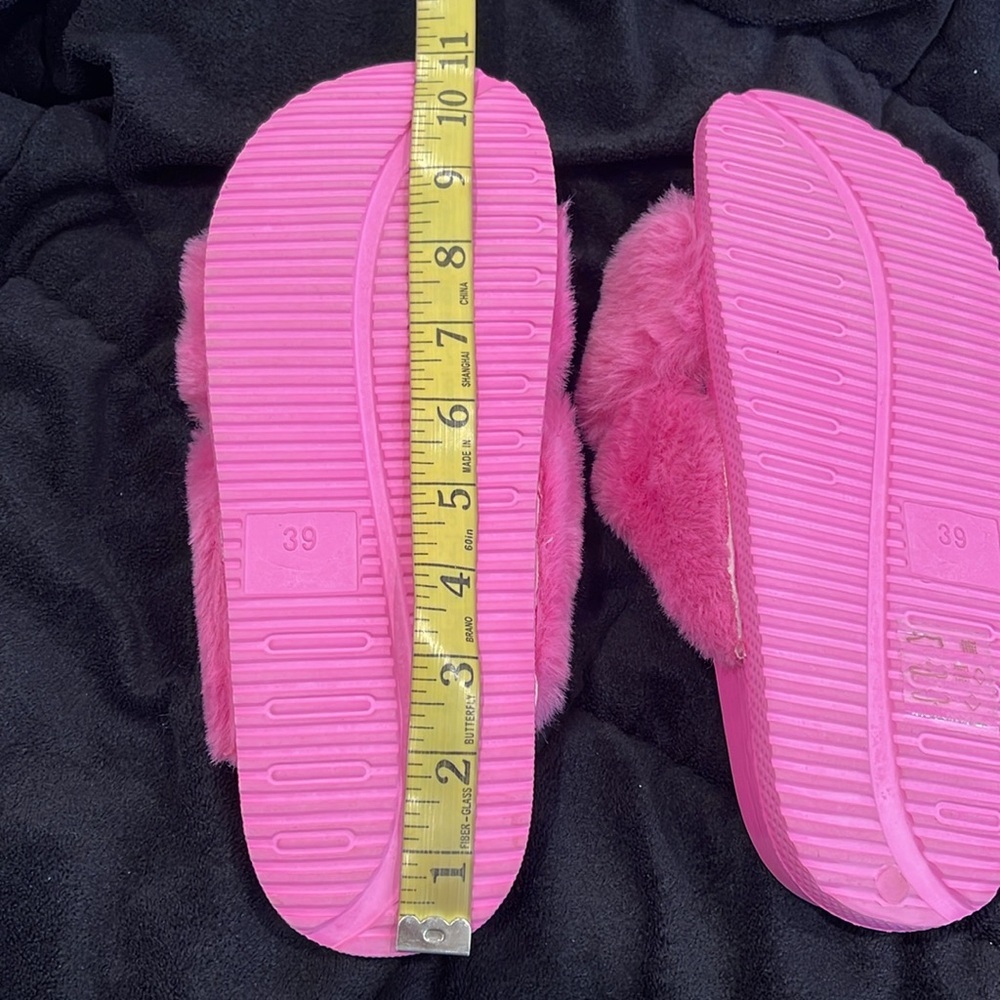 Pink Fuzzy Slippers - Size 39 (US 8) - Picture 7 of 9